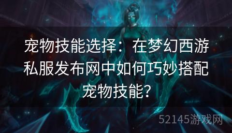 宠物技能选择:在梦幻西游私服发布网中如何巧妙搭配宠物技能? 宠物技能选择:在梦幻西游私服发布网中如何巧妙搭配宠物技能?