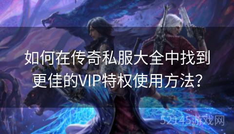 如何在传奇私服大全中找到更佳的VIP特权使用方法？