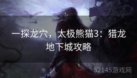 一探龙穴,太极熊猫3:猎龙地下城攻略 一探龙穴,太极熊猫3:猎龙地下城攻略