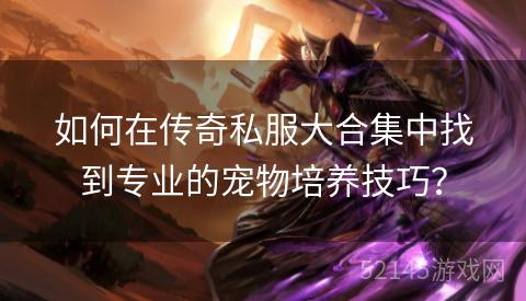 如何在传奇私服大合集中找到专业的宠物培养技巧? 如何在传奇私服大合集中找到专业的宠物培养技巧?