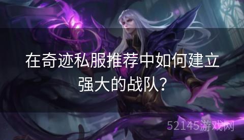 在奇迹私服推荐中如何建立强大的战队？