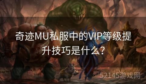 奇迹MU私服中的VIP等级提升技巧是什么? 奇迹MU私服中的VIP等级提升技巧是什么?