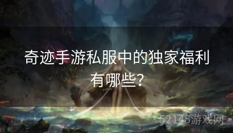 奇迹手游私服中的独家福利有哪些? 奇迹手游私服中的独家福利有哪些?