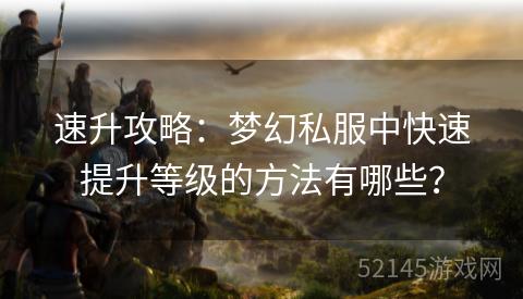 速升攻略：梦幻私服中快速提升等级的方法有哪些？
