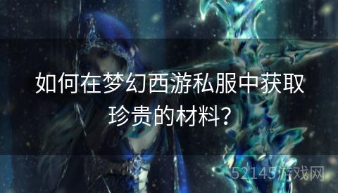 如何在梦幻西游私服中获取珍贵的材料? 如何在梦幻西游私服中获取珍贵的材料?
