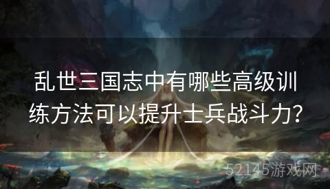 乱世三国志中有哪些高级训练方法可以提升士兵战斗力？