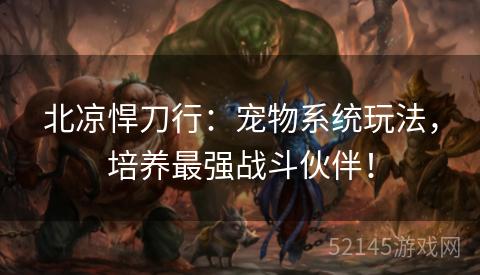 北凉悍刀行：宠物系统玩法，培养最强战斗伙伴！