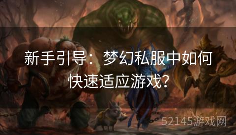 新手引导:梦幻私服中如何快速适应游戏? 新手引导:梦幻私服中如何快速适应游戏?