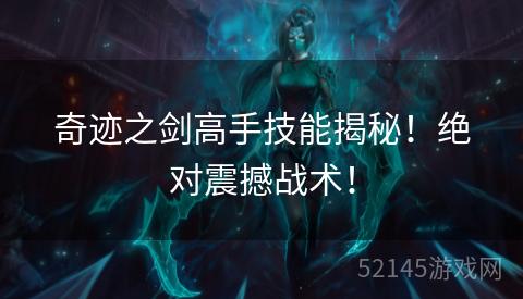 奇迹之剑高手技能揭秘!绝对震撼战术! 奇迹之剑高手技能揭秘!绝对震撼战术!