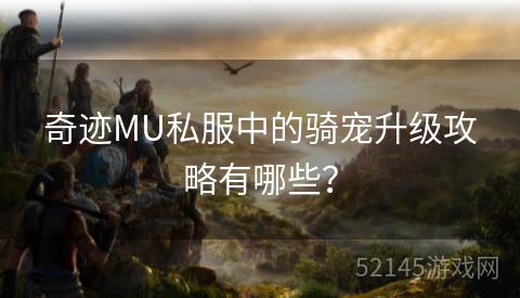 奇迹MU私服中的骑宠升级攻略有哪些? 奇迹MU私服中的骑宠升级攻略有哪些?