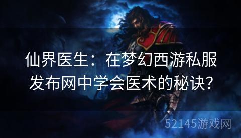 仙界医生:在梦幻西游私服发布网中学会医术的秘诀? 仙界医生:在梦幻西游私服发布网中学会医术的秘诀?