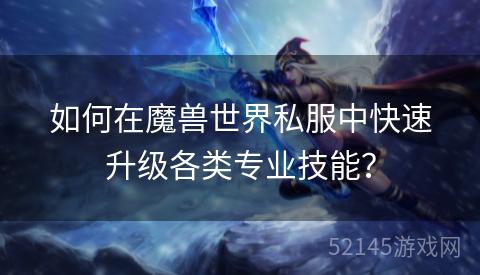 如何在魔兽世界私服中快速升级各类专业技能？