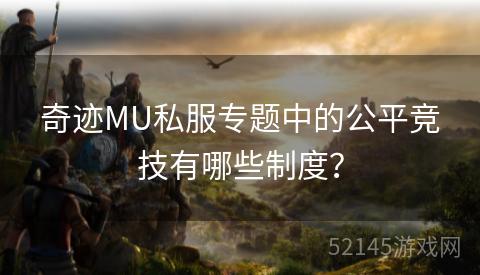 奇迹MU私服专题中的公平竞技有哪些制度? 奇迹MU私服专题中的公平竞技有哪些制度?