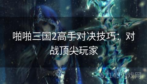 啪啪三国2高手对决技巧：对战顶尖玩家