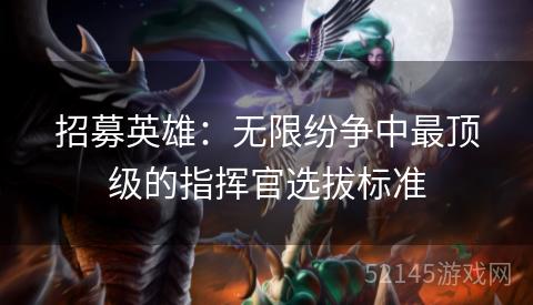 招募英雄:无限纷争中最顶级的指挥官选拔标准 招募英雄:无限纷争中最顶级的指挥官选拔标准